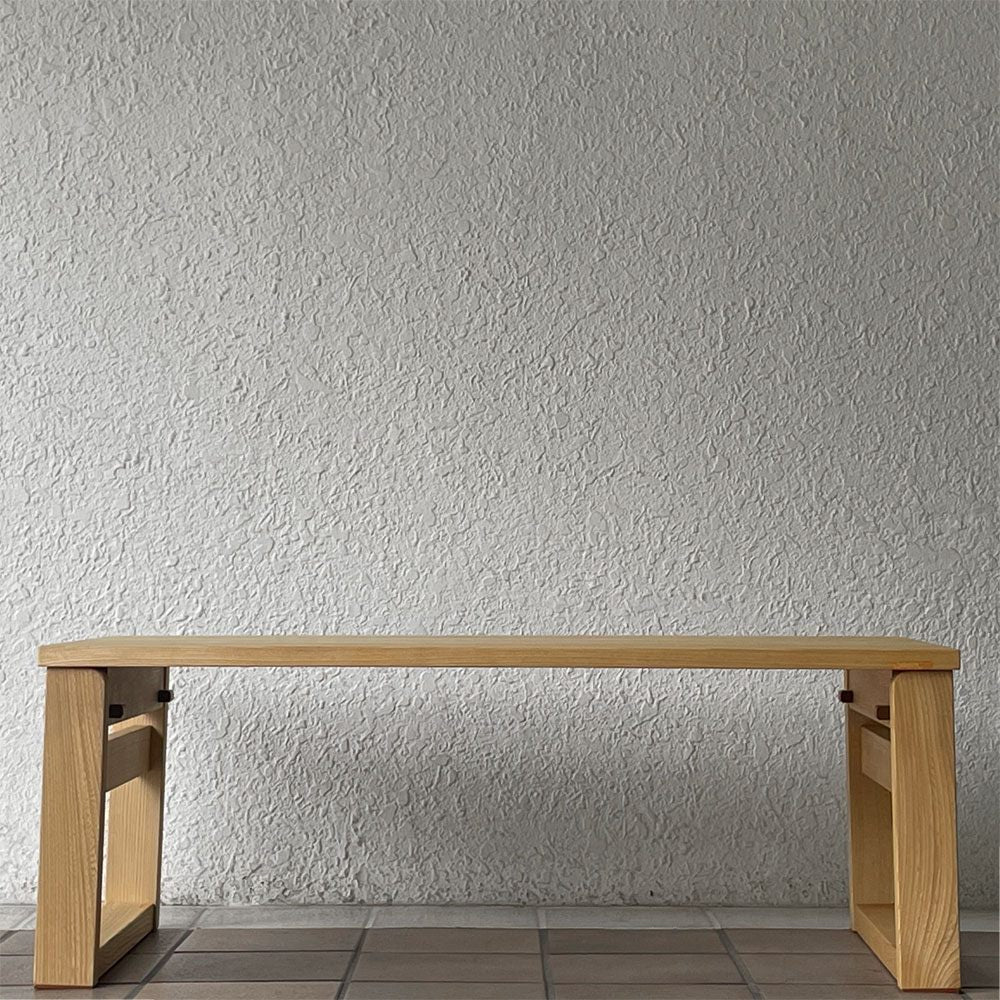 オークヴィレッジ Oak Village 折りたたみ小机 文机 W90cm 箱付 無垢材 ナチュラル 飛騨高山 定価55,000円 ◇