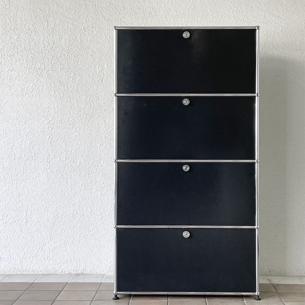 ユーエスエムハラー USM Haller モジュラーファニチャー Modular Furniture キャビネット シェルフ 1列4段 旧型 スイス ◇