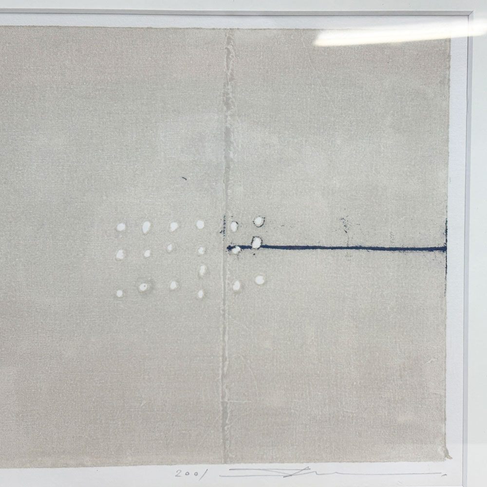 黒木周 shu kuroki クロスグラフ Blue Line and Dot 2001年 スクリーンサイズ 62×27cm 3/12 布版リトグラフ 額装品 版画 現代作家 ●