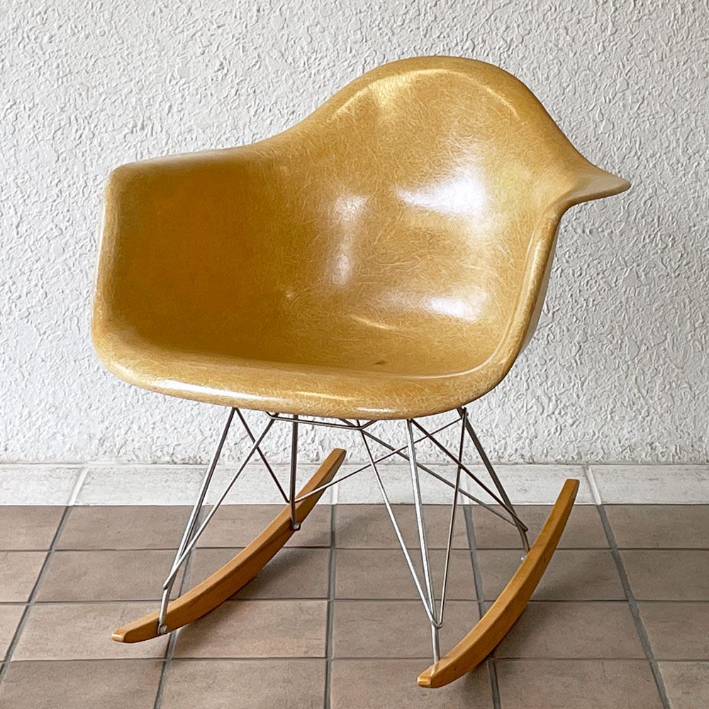 ハーマンミラー Herman Miller アームシェルチェア 2nd FRP ロッカーベース オークルライト イームズ ミッドセンチュリー ◇