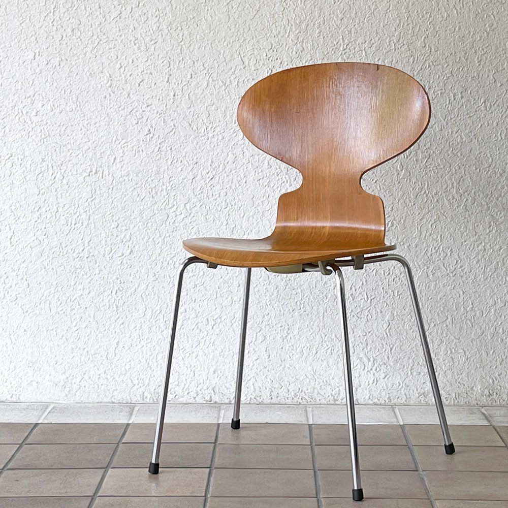 フリッツハンセン Fritz Hansen アントチェア 4本脚 ナチュラルビーチ ラッカー アルネ・ヤコブセン 北欧家具 ビンテージ ◇