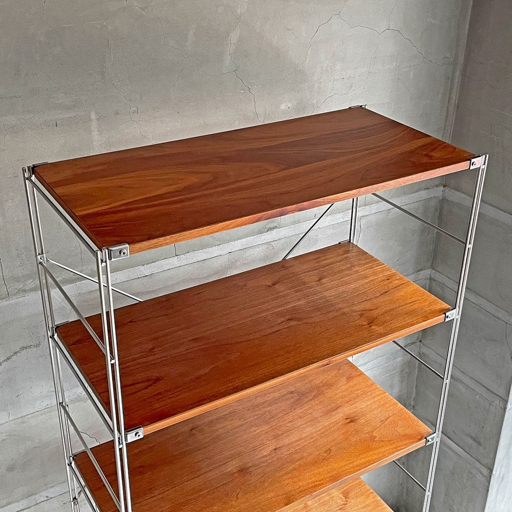 無印良品 MUJI ステンレスユニットシェルフ ウォールナット材 ワイド 大 棚板5枚 W86 H175cm 1列5段 帆立付き 本棚 飾り棚 収納棚 定価39,790円 ♪