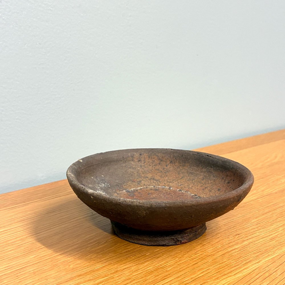森岡成好 Shigeyoshi Morioka 南蛮焼焼締  食器 平鉢 皿 丸皿 Φ14 現代作家 B ◎