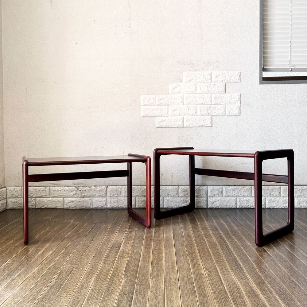 ジャパンビンテージ Japan Vintage ローズウッド材 ネストテーブル サイドテーブル 2連 W70/65cm 北欧スタイル ◎