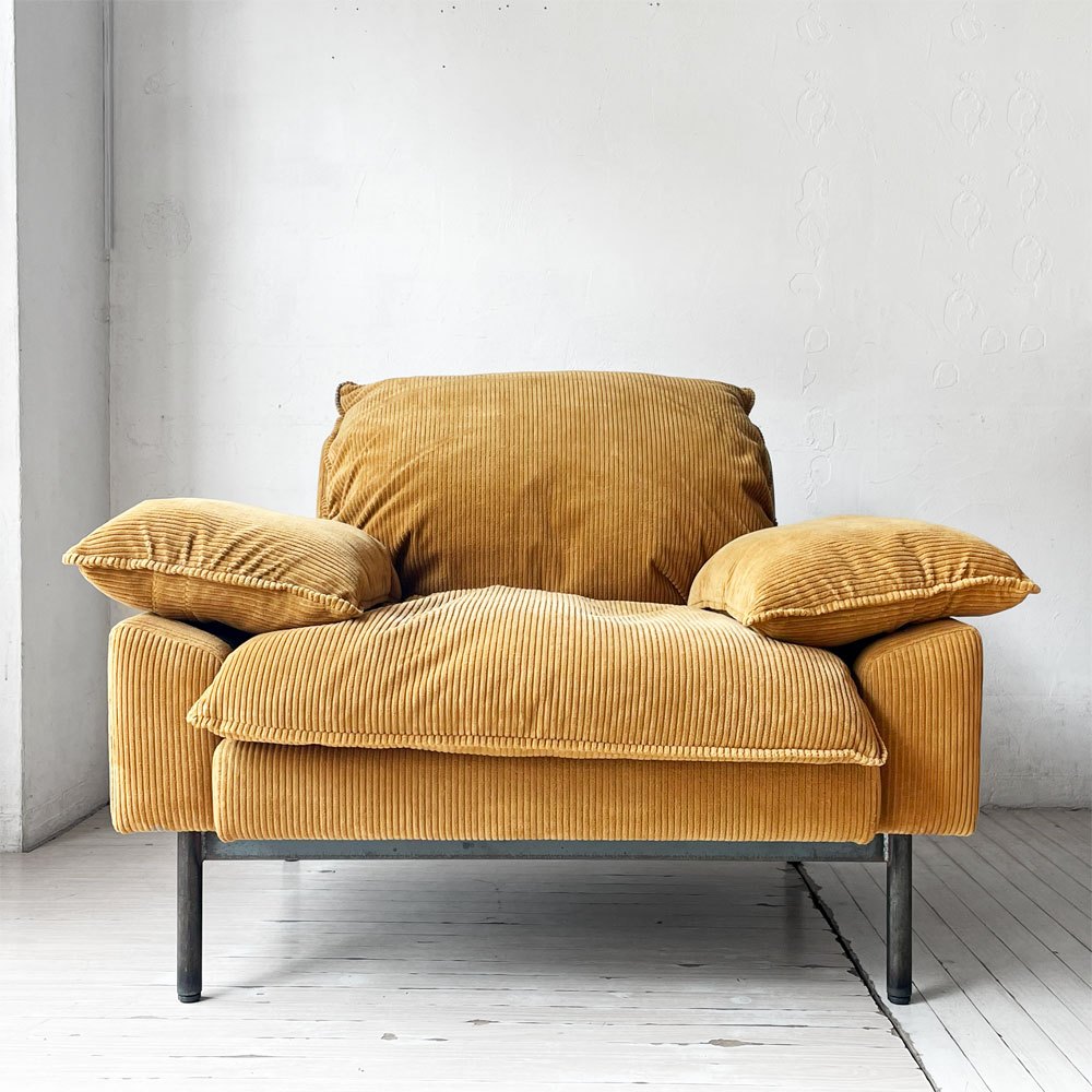 トラックファニチャー TRUCK FURNITURE DTソファ DT SOFA 1P ラウンジチェア コーデュロイ ブラウン フェザークッション W107㎝ 希少 廃盤 ★
