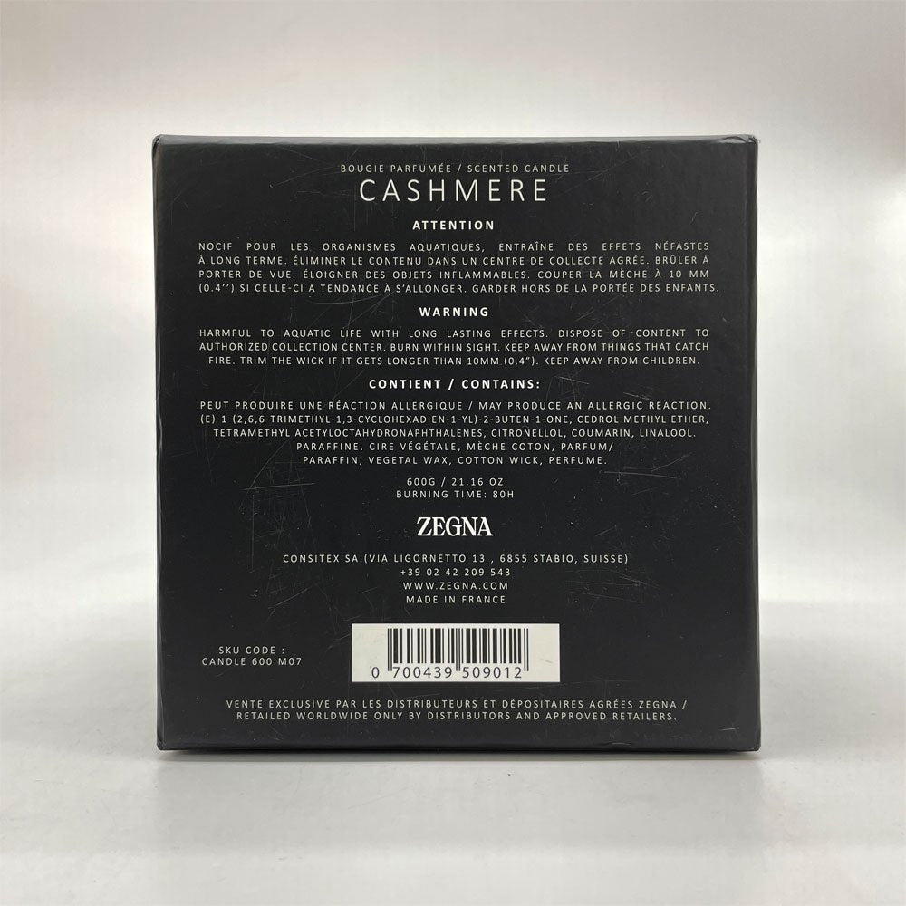 ゼニア Zegna カシミア Cashmere 3灯心キャンドル フレグランスキャンドル ブラウン 600g イタリア 未使用品 ●