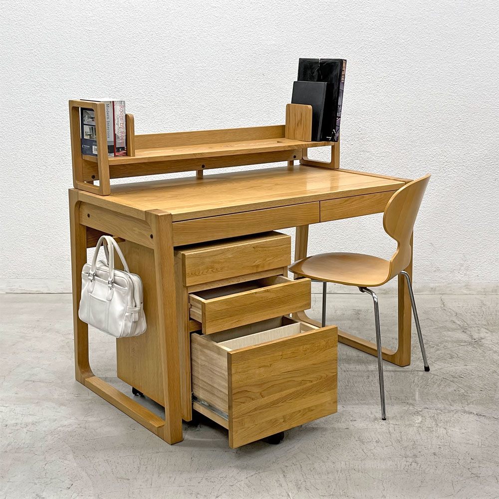 アクタス ACTUS アクタスキッズ フォピッシュ foppish デスク&ロータイプ デスクシェルフ＆デスクワゴン セット オーク材 W110cm 〓