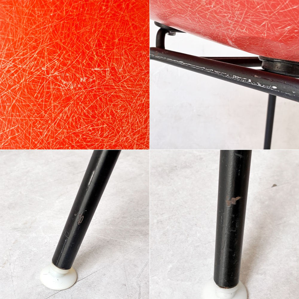 ハーマンミラー Herman Miller サイドシェルチェア セカンド 2nd FRP オレンジ Hベース イームズ ビンテージ ミッドセンチュリー ★