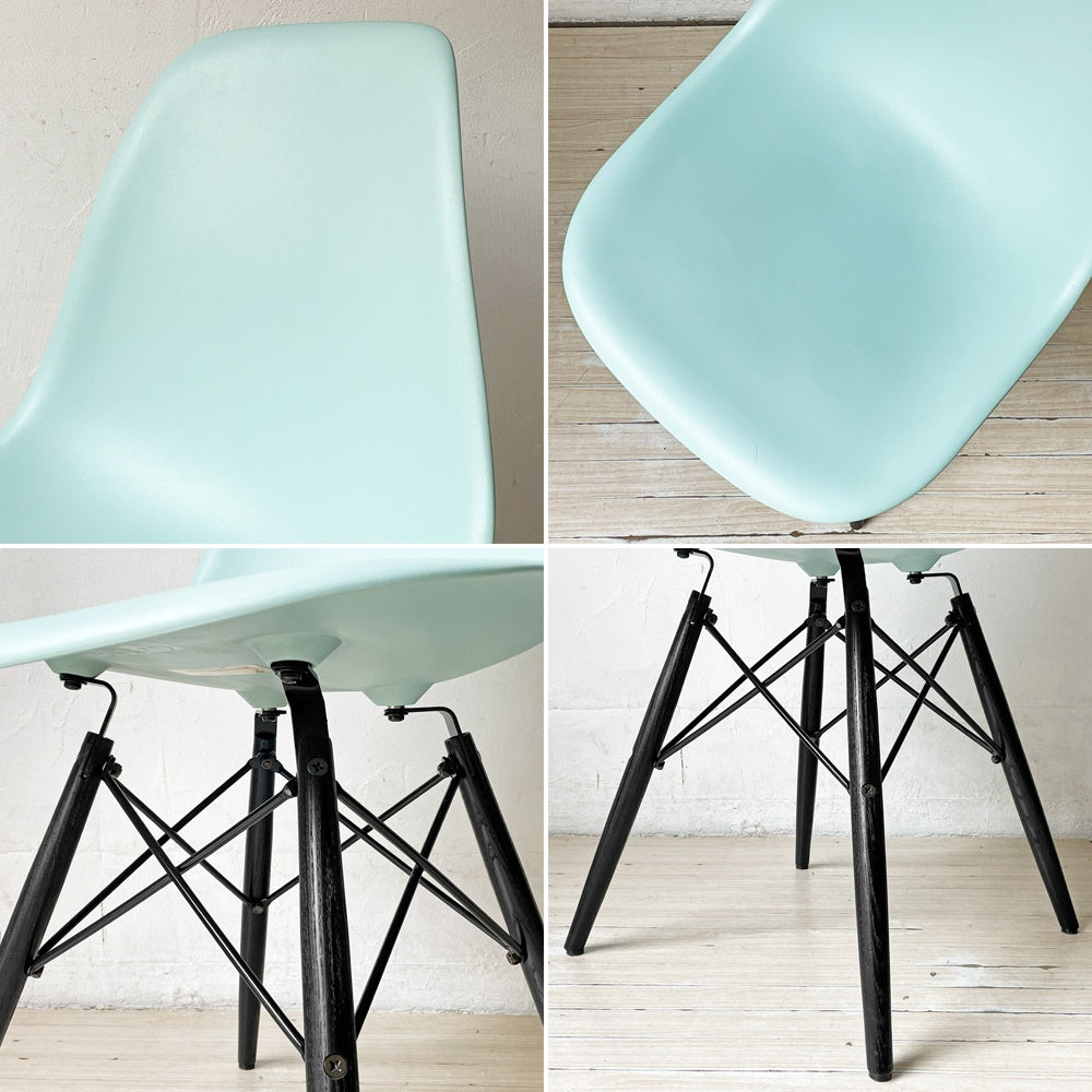 ハーマンミラー HermanMiller サイドシェルチェア ドゥエルレッグ DSW アクアスカイ × エボニー ポリプロピレン製 イームズ ミッドセンチュリー ★