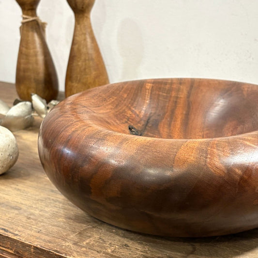 盛永省治 ウッドボウル Φ27.5cm クラロウォールナット無垢材 ウッドターニング 現代作家 ●
