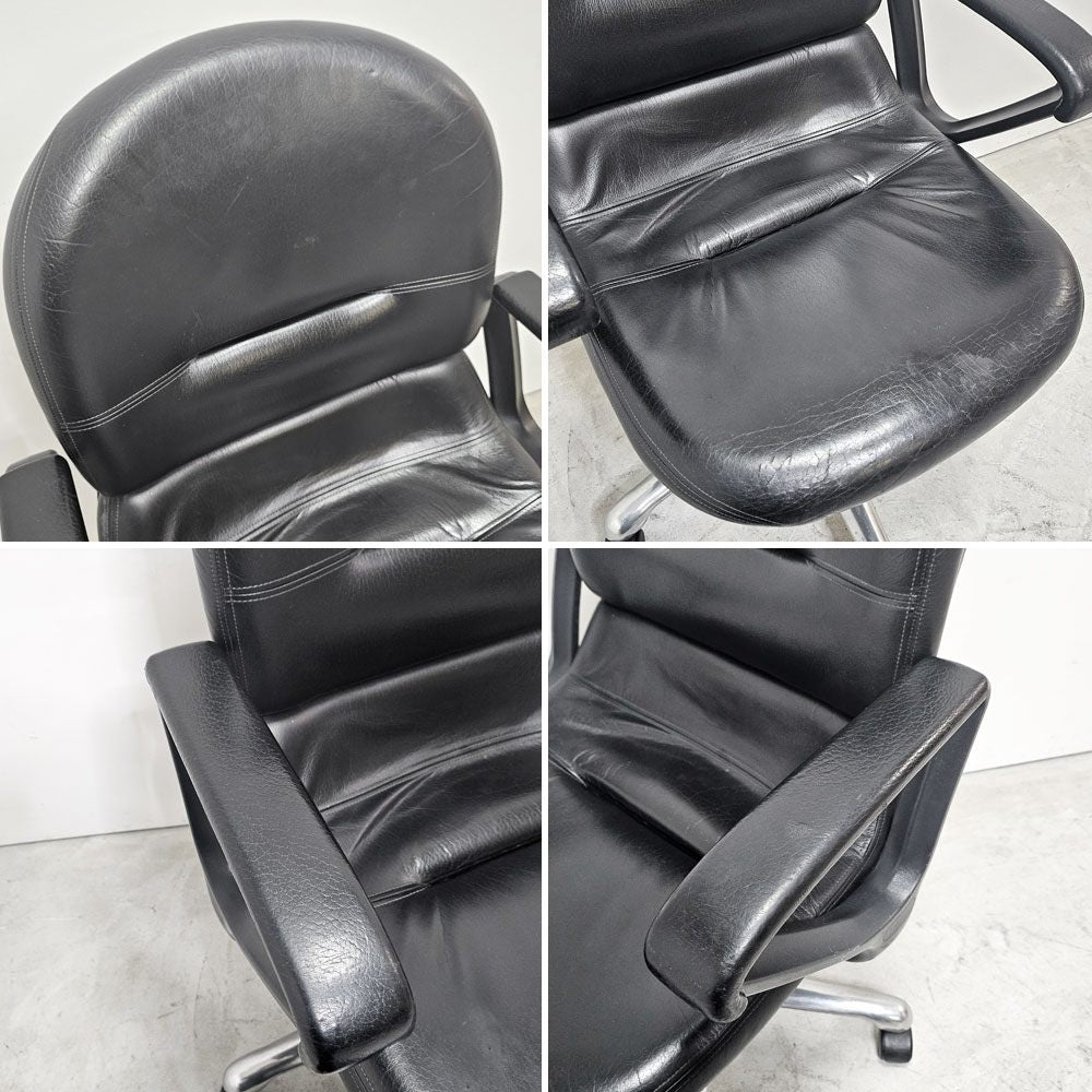 内田洋行 UCHIDA コアチェア CORE CHAIR デスクチェア オフィスチェア ブラックレザー キャスター付 説明書付 ●