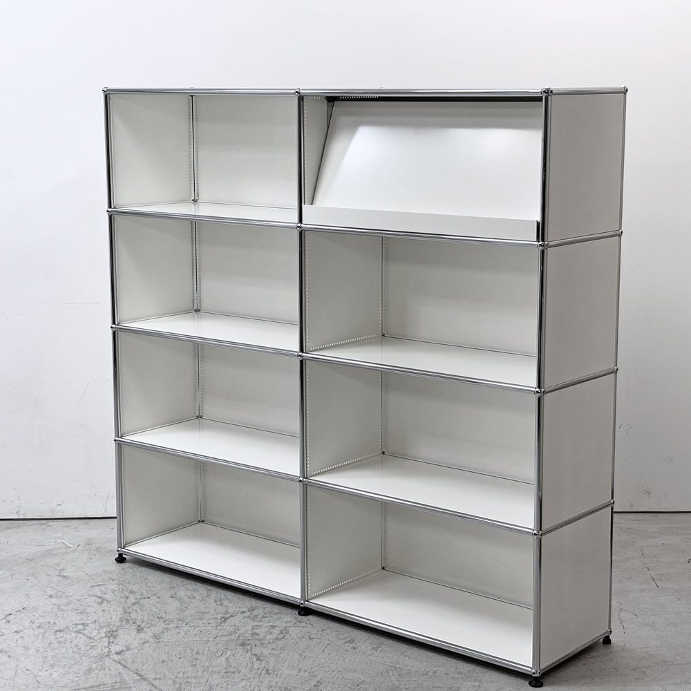ユーエスエムハラー USMハラー USM Haller モジュラーファニチャー キャビネット2列4段 マガジンラック付 W153cm ピュアホワイト ●