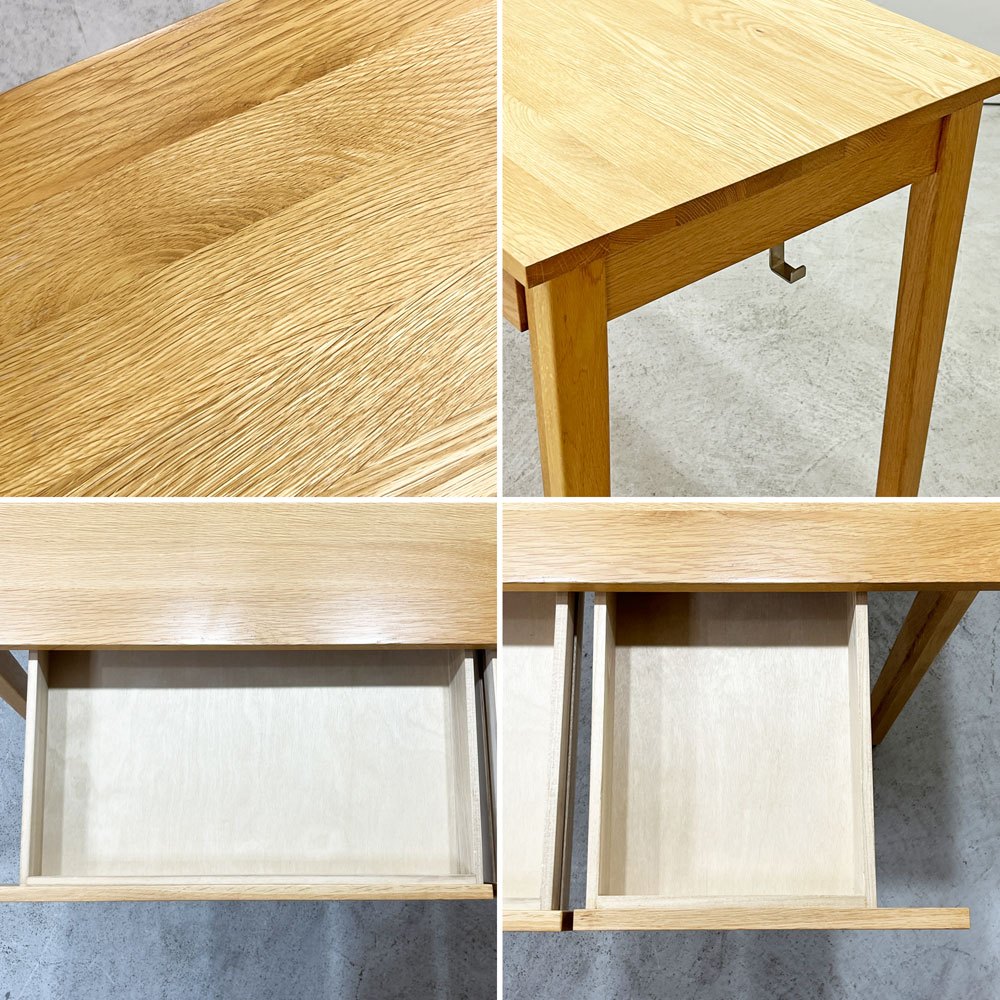 無印良品 MUJI オーク無垢材 パーソナルデスク ワークデスク 事務机 2ドロワー 抽斗付き W110cm ナチュラルデザイン ●