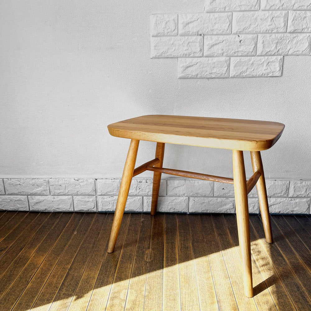 無印良品 MUJI オーク材 スツール サイドテーブル 丸脚 W52.5cm ナチュラルデザイン参考定価29,000円 ◎