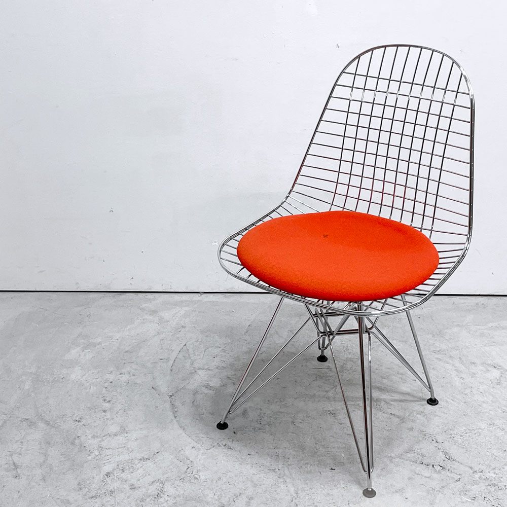 ヴィトラ vitra ワイヤーチェア Eames Wire Chair DKR5 エッフェルベース シートパッド付 レッドカラー C&R イームズ ミッドセンチュリー ●