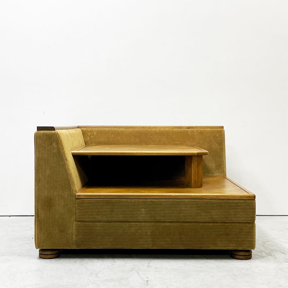 トラックファニチャー TRUCK FURNITURE HNSOFA コーナーテーブル ナラ材 無垢材 F-21 グリーンコーデュロイ 定価￥476,740- ●