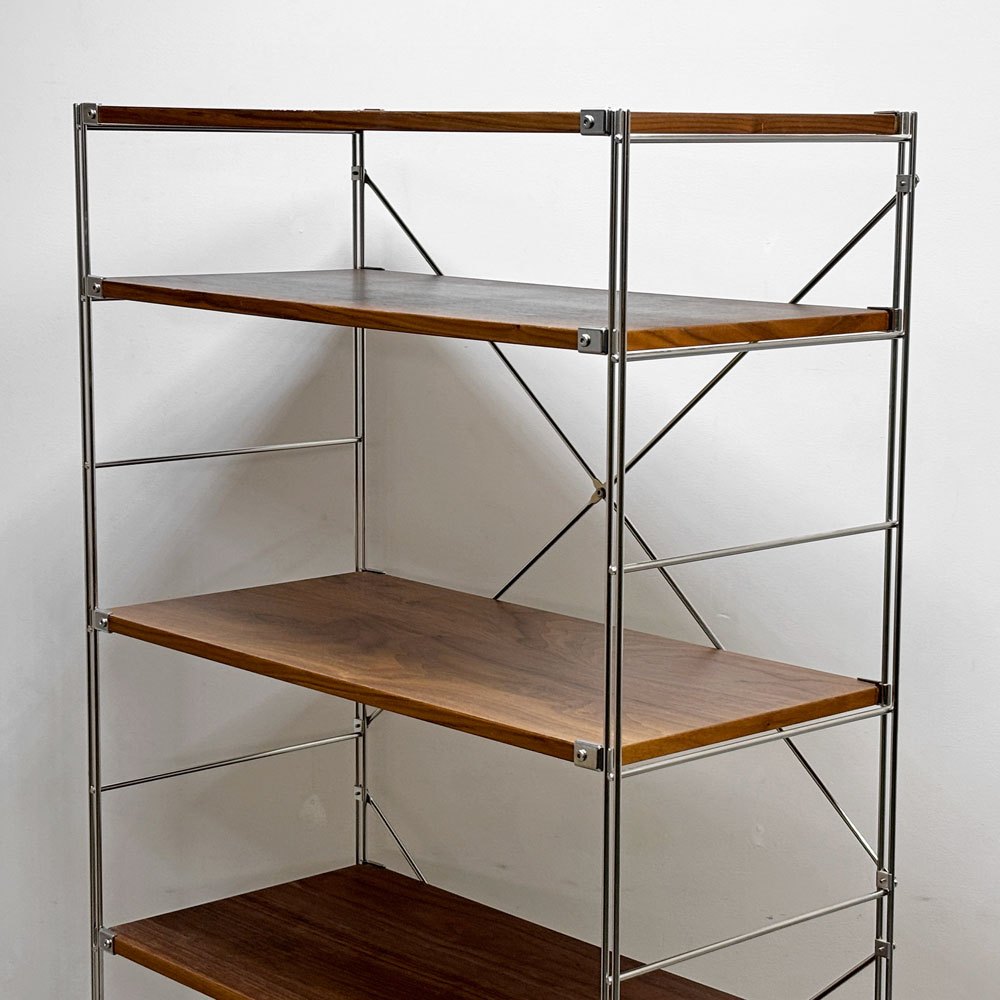 無印良品 MUJI ステンレスユニットシェルフ ウォールナット材 ワイド 大 棚板5枚 W86 × H175cm 1列5段 本棚 飾り棚 収納棚 定価36,900円 ●