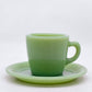 ファイヤーキング Fire King レストランウェアシリーズ ジェダイ Jade-ite ストレート カップ＆ソーサー Straight Cup&Saucer ミルクガラス USビンテージ アンカーホッキング B ●