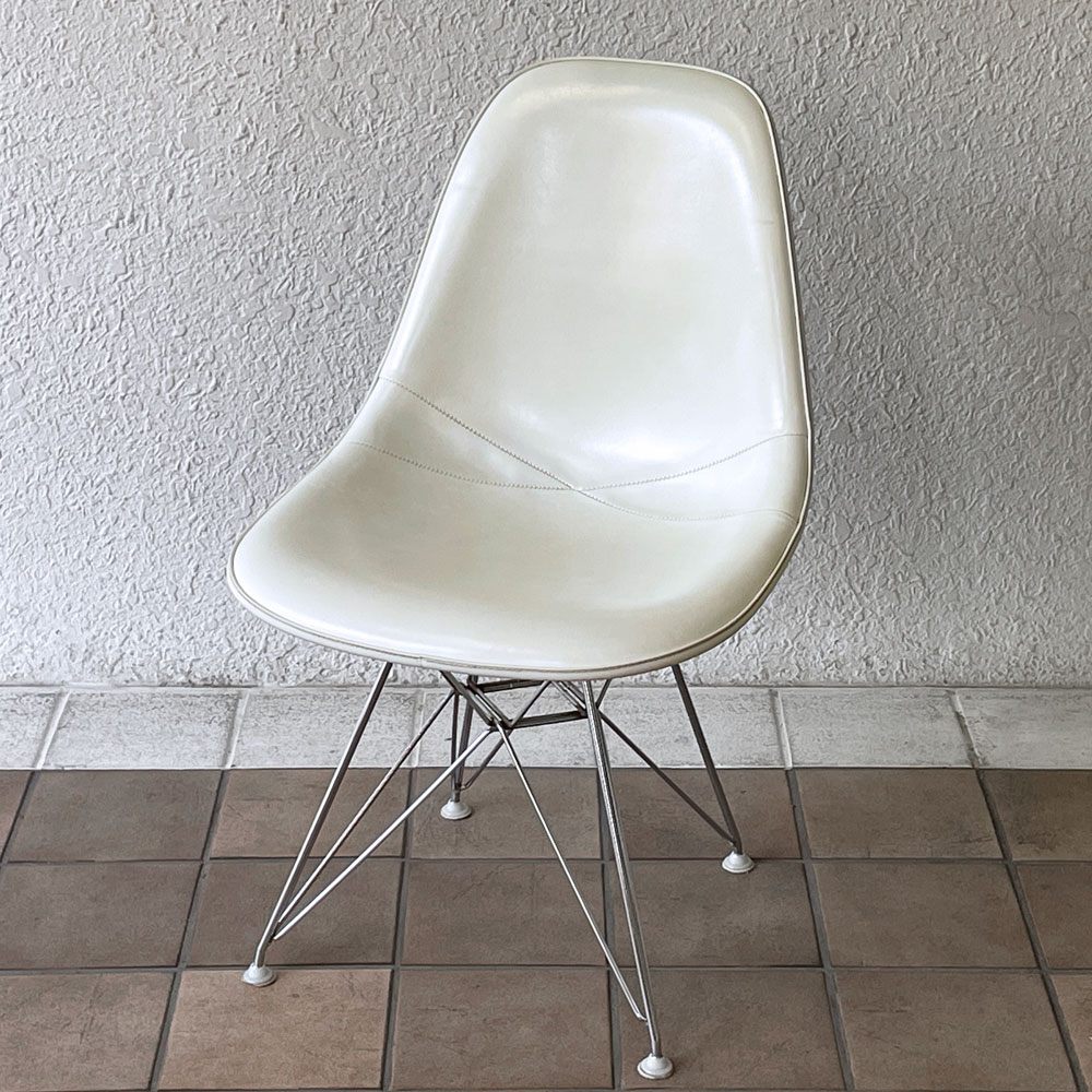 ハーマンミラー Herman Miller サイドシェルチェア サード 3rd FRP PVCレザー パーチメント ロータイプ エッフェルベース イームズ ビンテージ vintage ◇