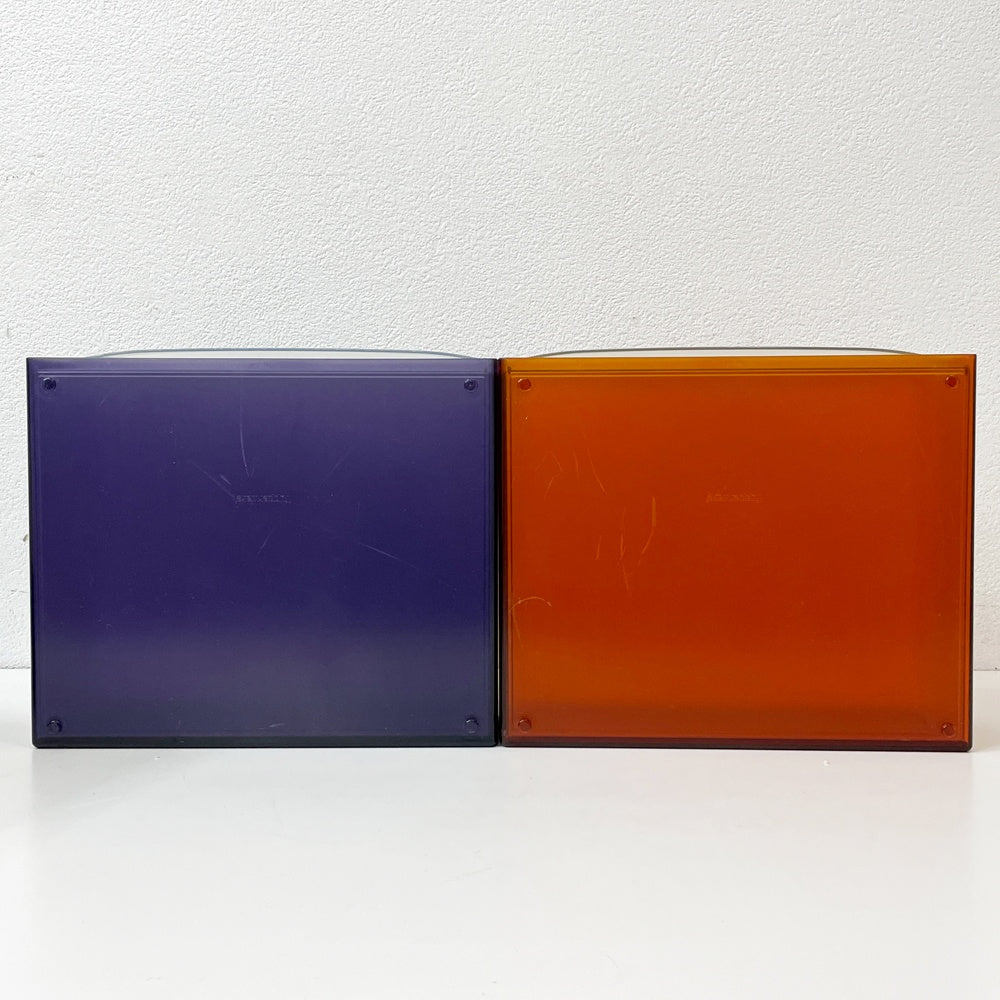タッパーウェア Tupperware システムドロワー ワイド クリアブルー×クリアオレンジ H17cm 2個セット ●