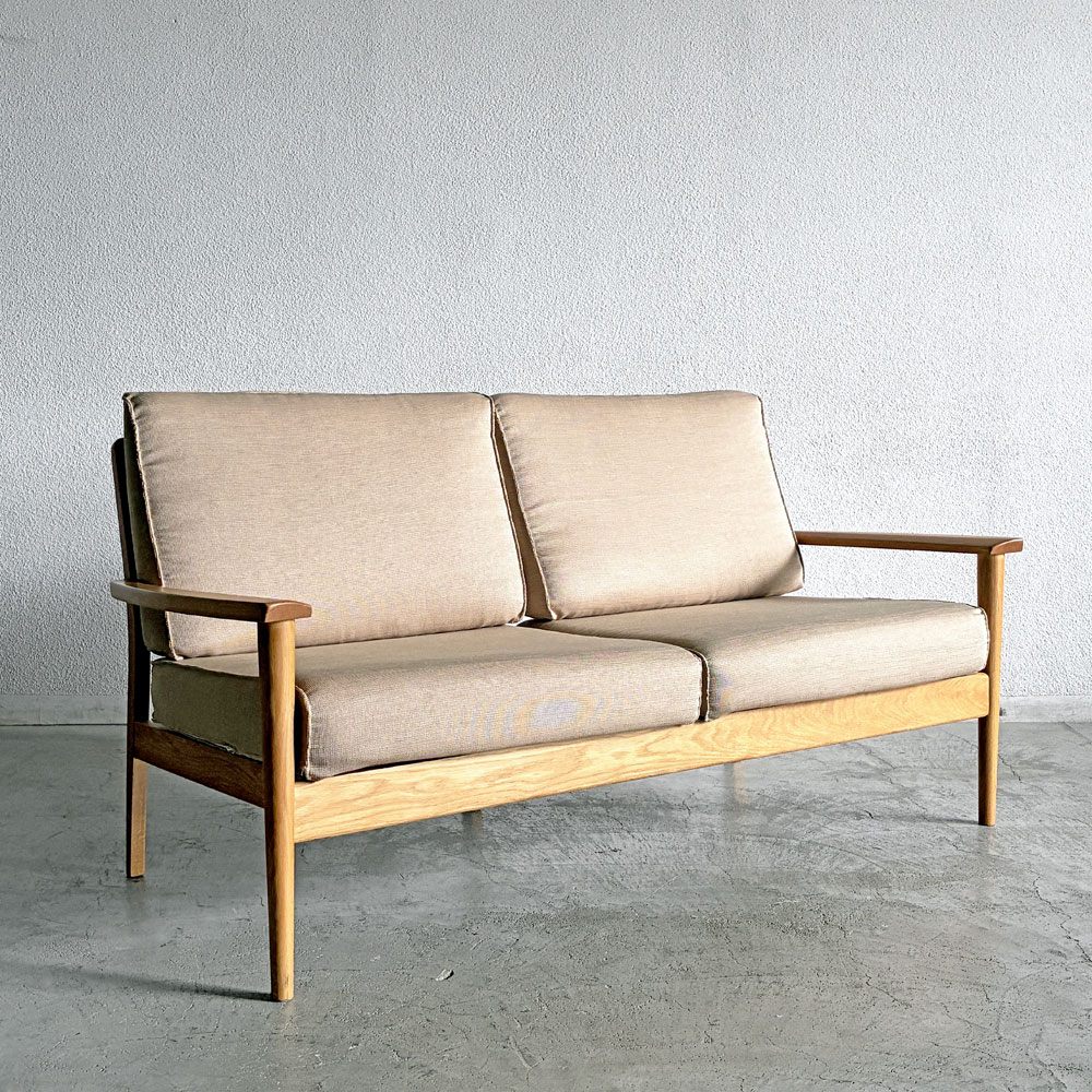 IDC大塚家具 OTSUKA シネマ CINEMA 2Pソファ オーク無垢材 w160cm ナチュラル 北欧スタイル 〓