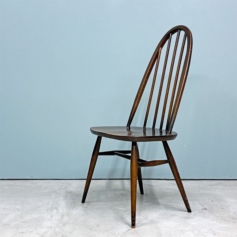アーコール Ercol クエーカーチェア ダイニングチェア ハイバック オールドコロニアル ブラウン エルム材 × ビーチ材 UKビンテージ 英国家具 ◎