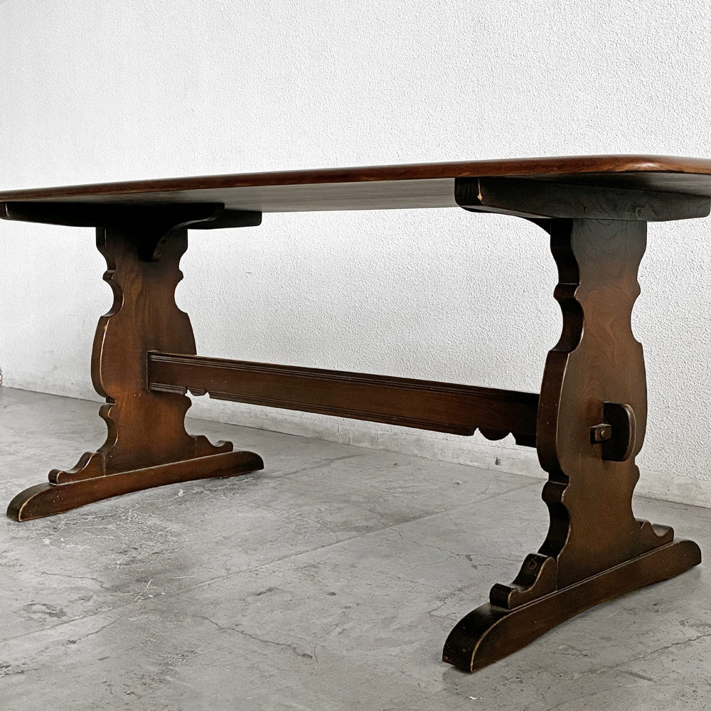 アーコール Ercol オールドコロニアル リフェクトリーテーブル ダイニングテーブル エルム無垢材 英国 UKビンテージ 〓