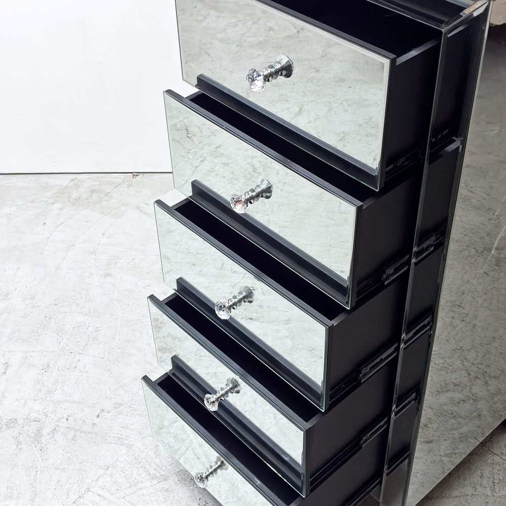 カレ KARE ラグジュアリー LUXURY CABINET キャビネット スリムチェスト 5Drawers ミラー張りドイツ ●