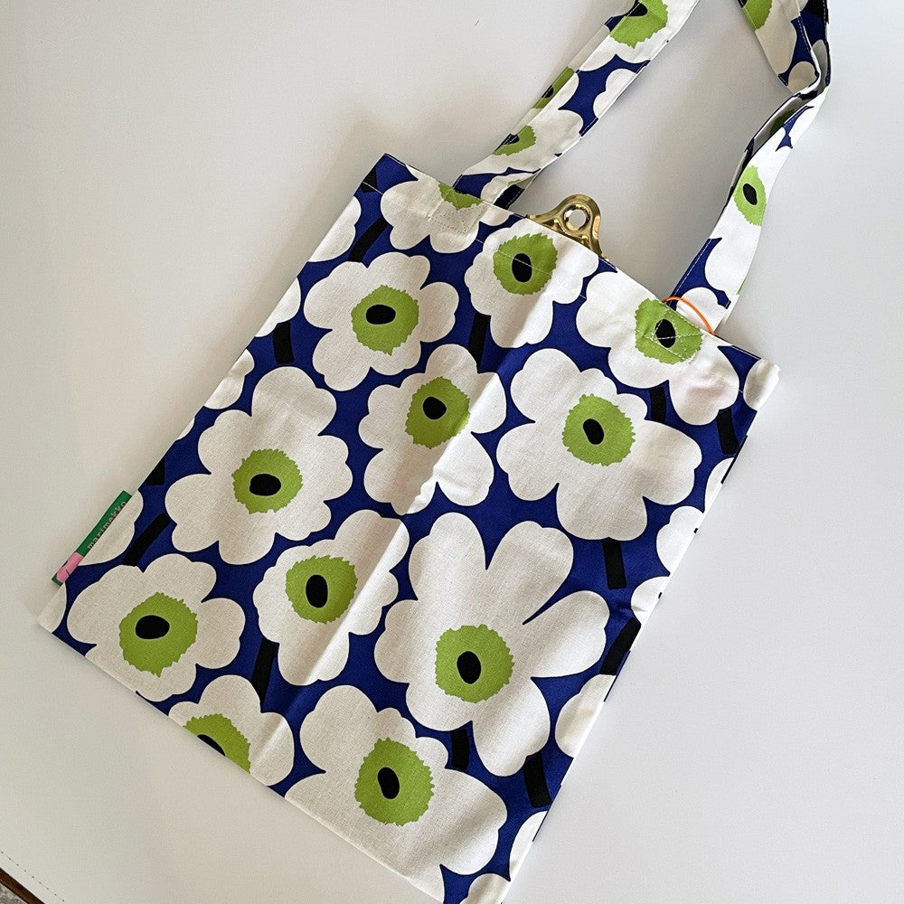 マリメッコ marimekko フィンエアー トートバッグ ブルー コットン生地 60周年記念 フィンエアー限定カラー タグ付き 北欧 ■