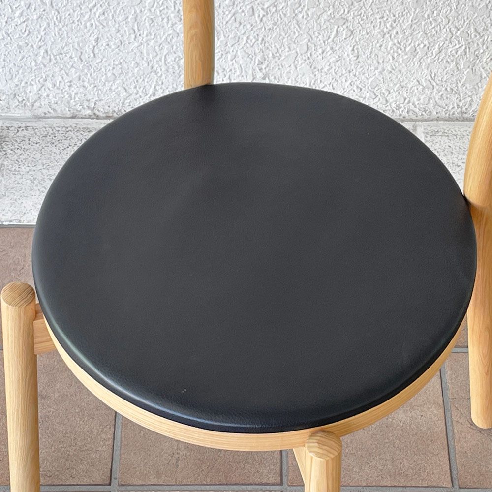 カンディハウス CONDE HOUSE コタン KOTAN ダイニングチェア タモ材 レザーシート 深澤直人 スーパーノーマル 定価73,700円以上 A ◇