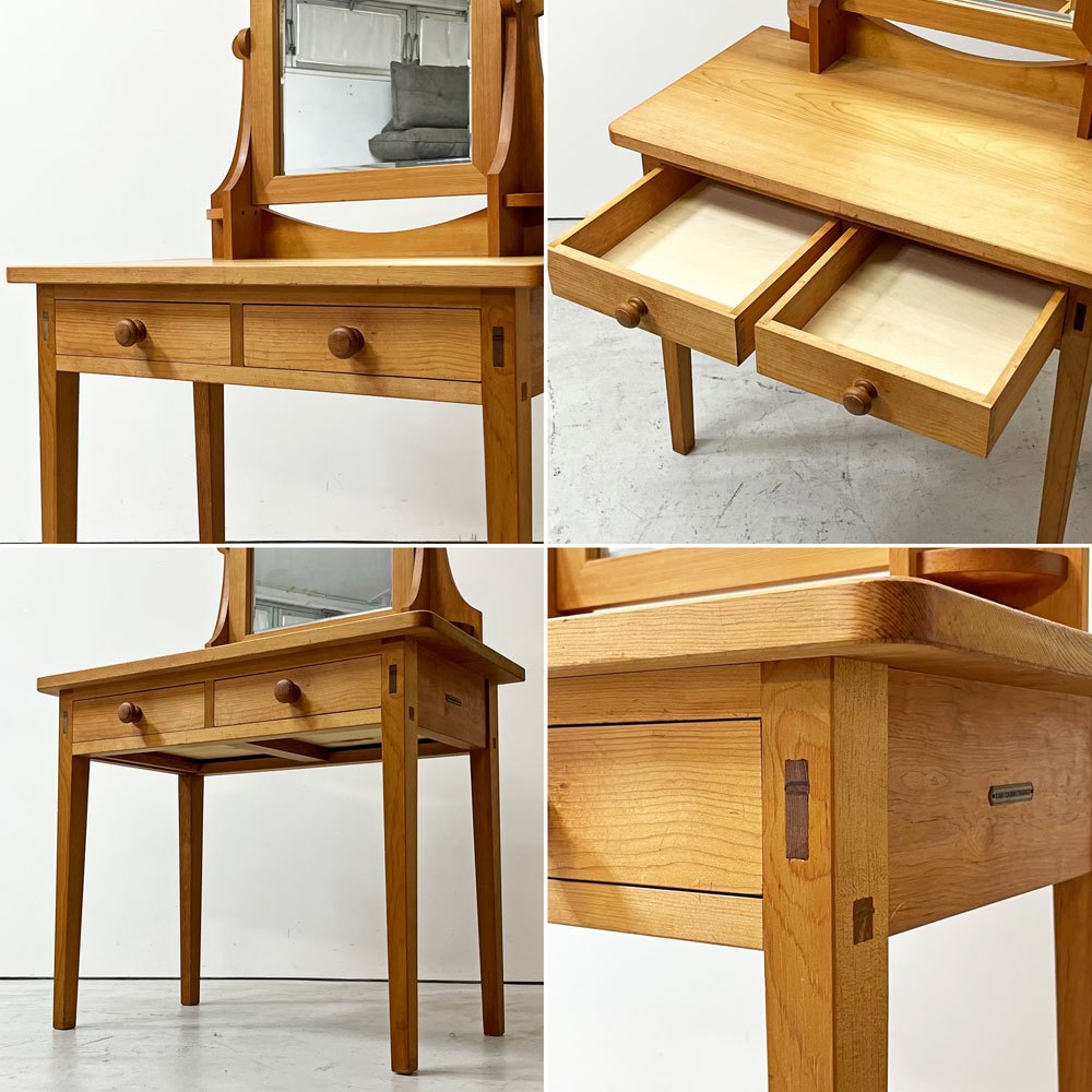 カキ キャビネット メーカー KAKI CABINET MAKER ミラーテーブル Mirror Table ドレッサー 鏡台  抽斗2杯  紅松無垢材 参考定価 ￥187,000- ●