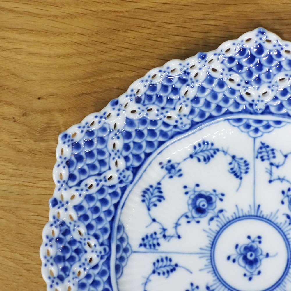 ロイヤルコペンハーゲン ROYAL COPENHAGEN ブルーフルーテッド フルレース プレート ダブルレース 21cm ◎