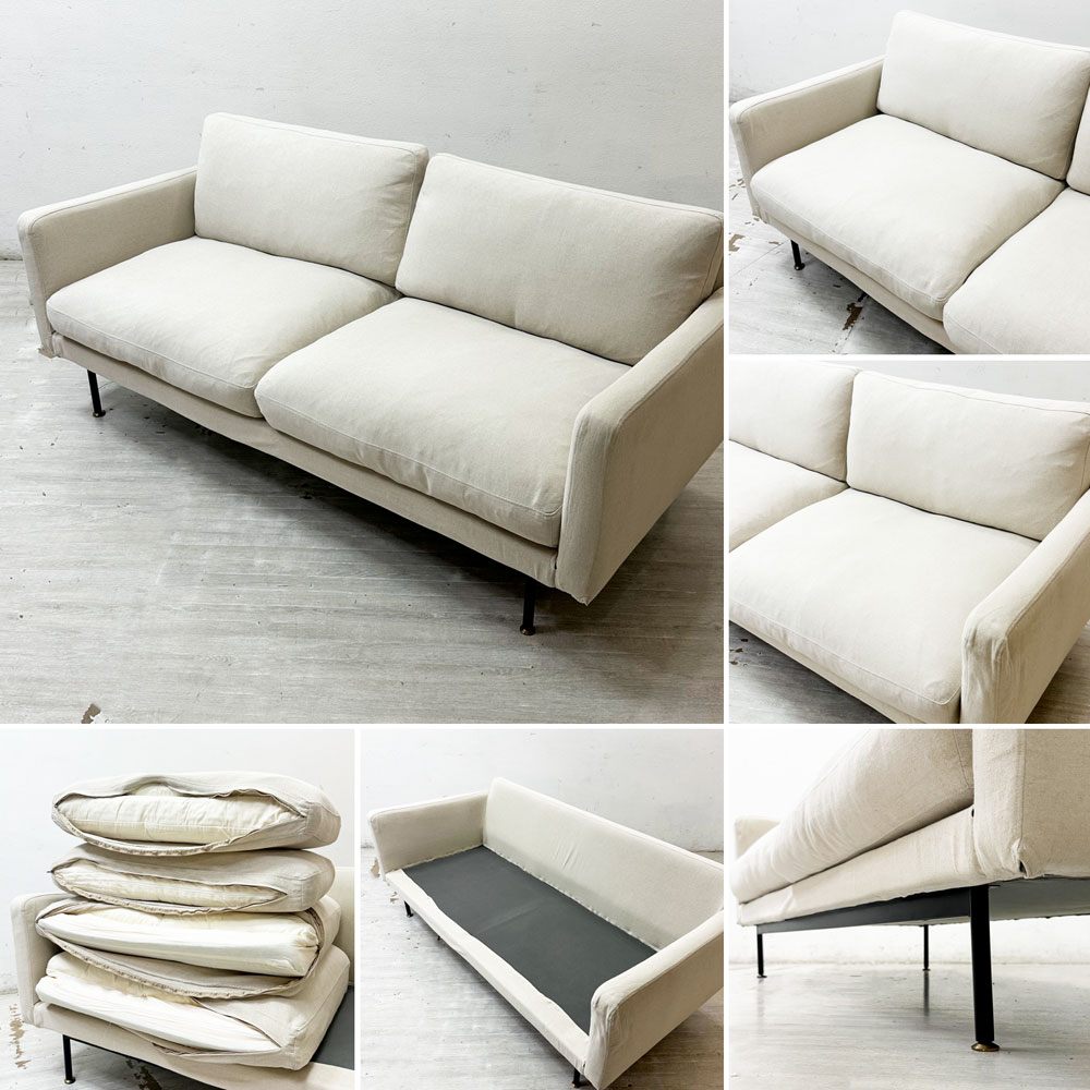 モモナチュラル Momo natural カレビ ソファ KALEVI SOFA 3P 3人掛け W175cm ホワイト系ファブリック シンプルモダンデザイン ●