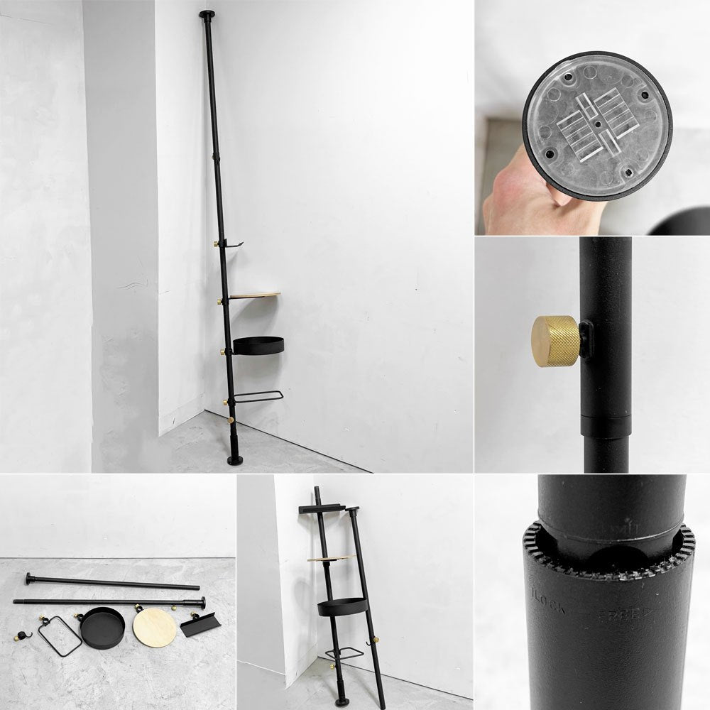 ドローアライン DRAW A LINE テンションロッド Tension Rod C + テーブル＆トレイ＆ブックスタンド＆フックA＆シューズラック付き ●
