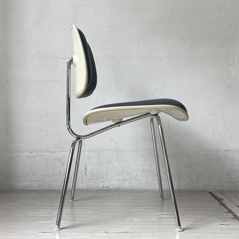 ハーマンミラー Herman Miller ツーピースプラスチックチェア Two Piece Plastic Chair DCM ホワイト グレー ファブリック張替済 ビンテージ イームズ 希少 ★