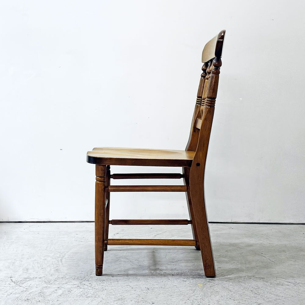 ビンテージ Vintage ウィンザーチェア スポークバック スピンドル チャーチ シェラトン様式 C ●