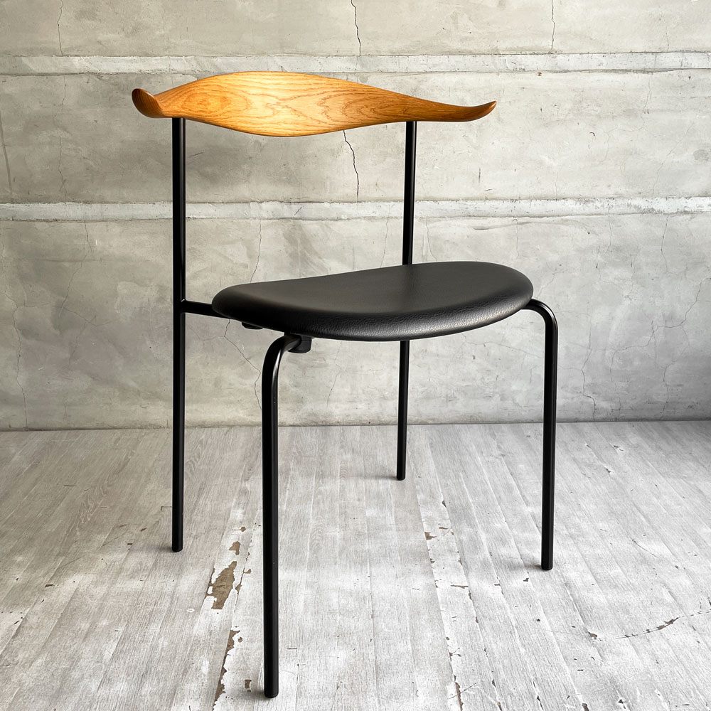 カールハンセン＆サン Carl Hansen & Son CH88P ダイニングチェア オーク材 本革 ブラックレザー ハンス・J・ウェグナー デンマーク 北欧家具 美品 ♪