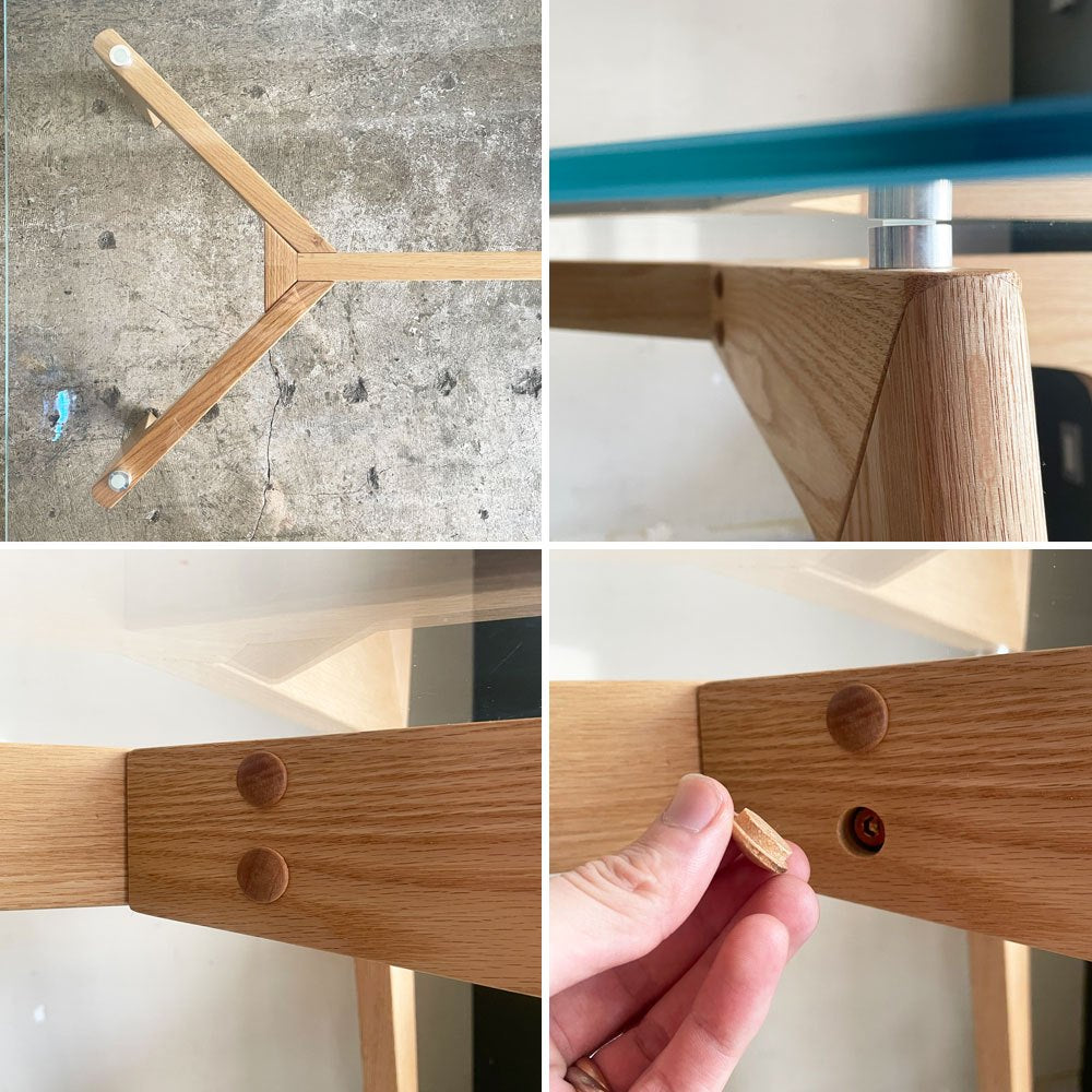 かなでもの KANADEMONO THE TABLE ガラス × Pin 木製脚 オーク無垢材 ダイニングテーブル W140cm ナチュラル 定価 ￥89,100- ■