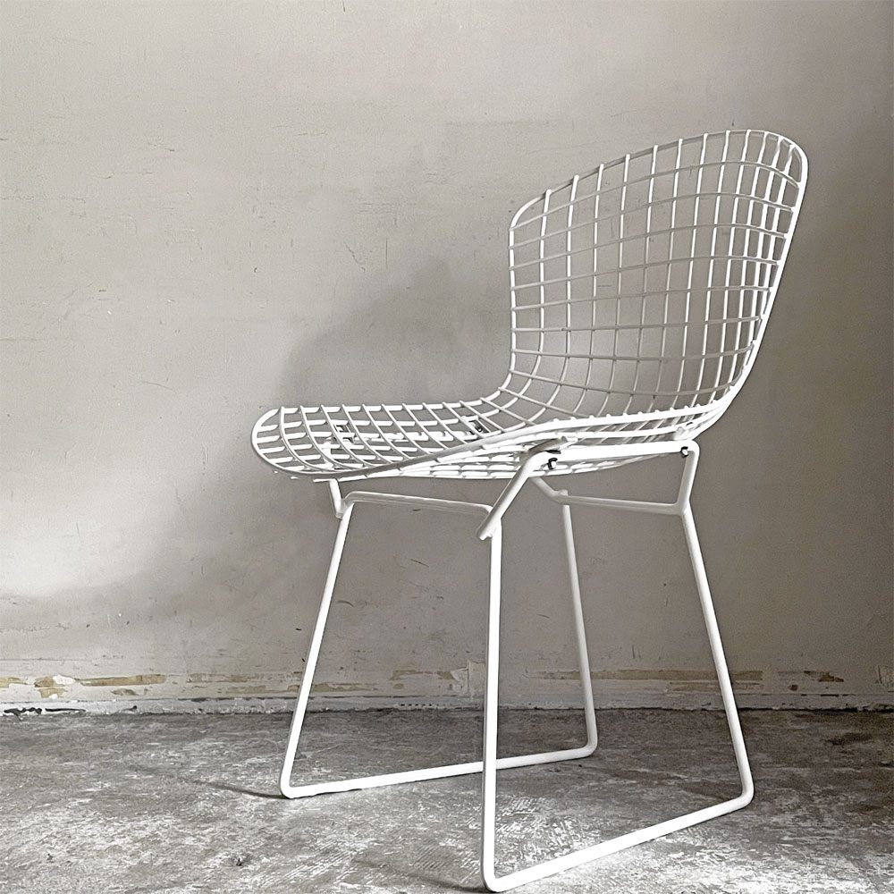 ノル Knoll 420 サイドチェア ワイヤーチェア ダイニングチェア ホワイト × レッド ファブリック フルカバー仕様 ハリー・ベルトイア ミッドセンチュリー ビンテージ ■
