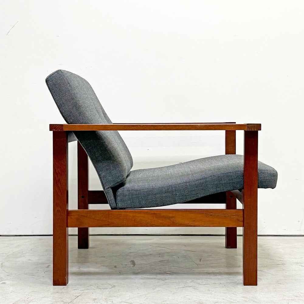 フランス＆サン France & Søn モジュラインソファ Moduline Sofa ラウンジチェア 1Pソファ チーク材 グレーファブリック デンマークビンテージ ●