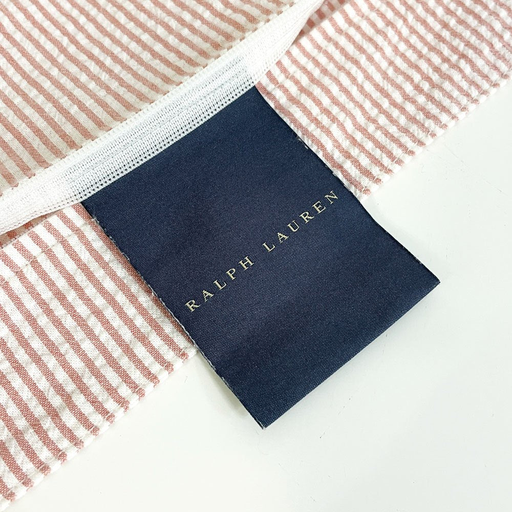 ラルフローレン Ralph Lauren クッションカバー ピローケース ピローシャム シアサッカー W52×52cm ピンク ストライプ ●