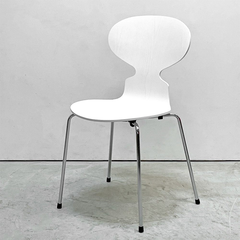 フリッツハンセン Fritz Hansen アントチェア 4本脚 カラード アッシュ ホワイト アルネ・ヤコブセン 北欧家具 ●