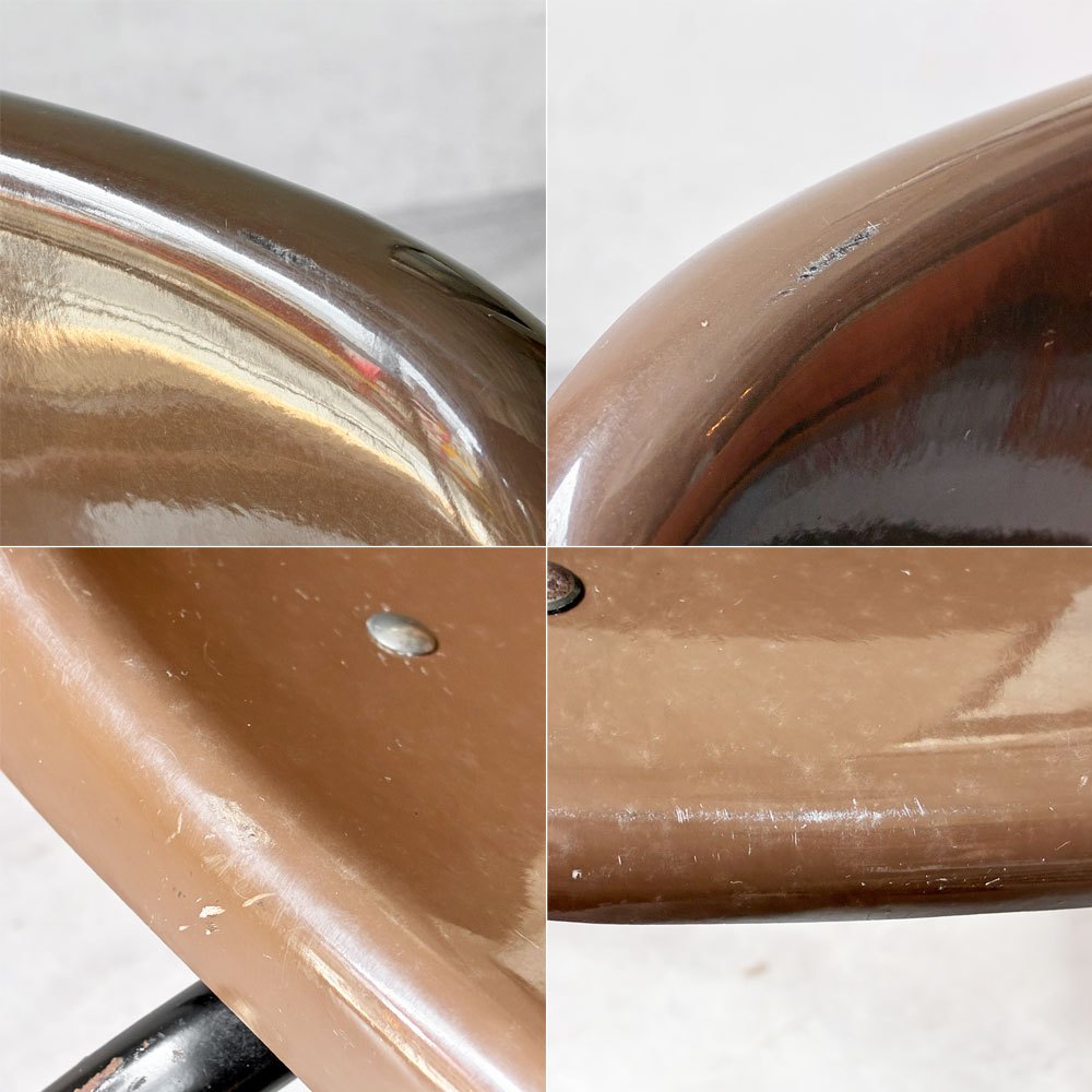 コトブキ KOTOBUKI スタッキングチェア FRP製 シェルチェア スチール脚 ブラウン 剣持勇デザイン ビンテージ ジャパニーズミッドセンチュリー F ★