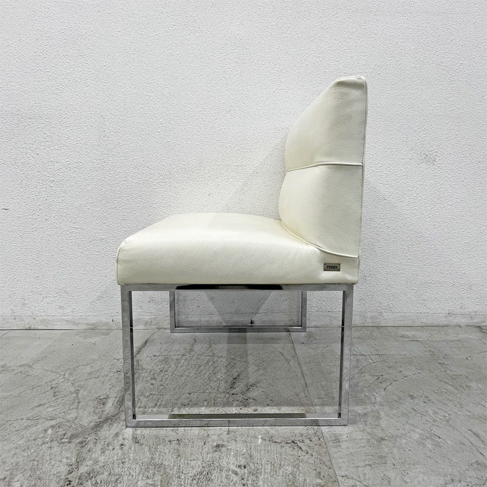 フェンディ・カーサ FENDI CASA エー・ビー・デュアメル AB Duhamel ダイニングチェア 本牛革 オフホワイト 参考価格 約45万～65万の品 C 〓