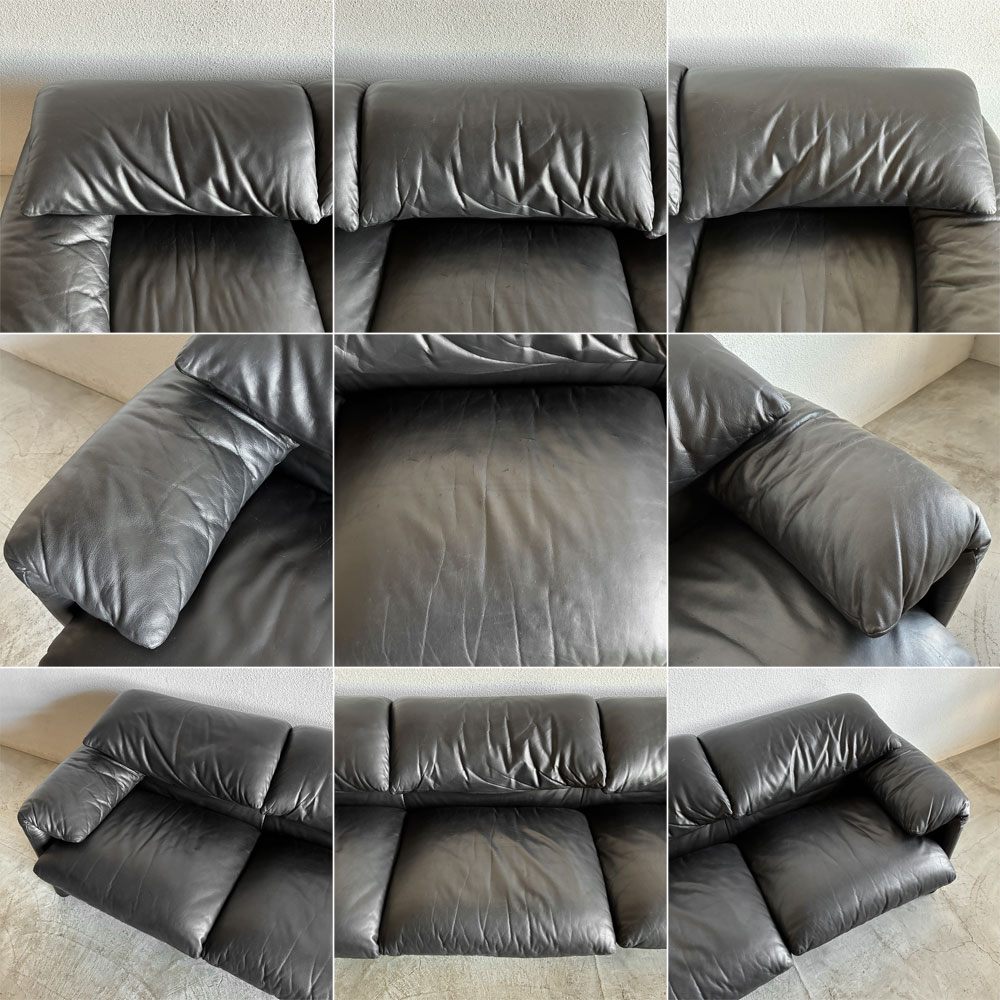 カッシーナイクスシー Cassina ixc. 675-3P マラルンガ MARALUNGA 3Pソファ 3人掛け 総本革張り ブラック ヴィコ・マジストレッティ w235cm 参考価格約298万円の品 〓