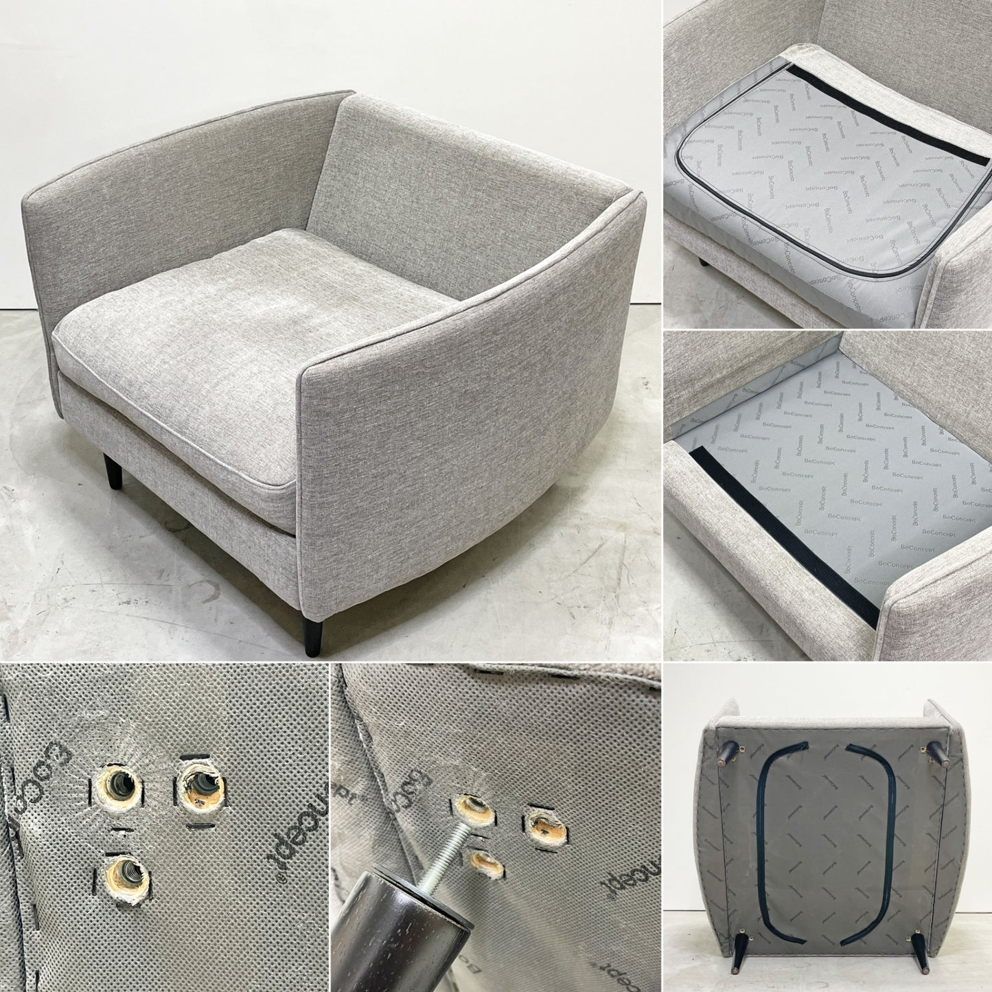 ボーコンセプト BoConcept リール LILLE 1Pソファ グレー ファブリック 北欧家具 モダンデザイン デンマーク アンダース・ノルガード 廃番 ●