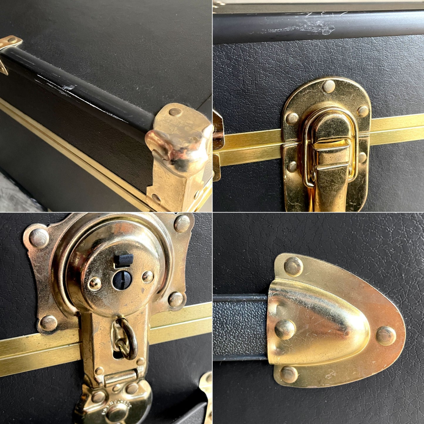 スワード トランク Seward Trunk トランクボックス ビニールレザー ブラック ゴールド 鍵付き 収納 アメリカ ■