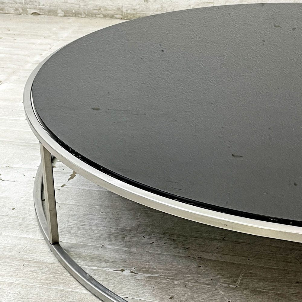 カッシーナ Cassina イル ILE センターテーブル ローテーブル ラウンド ブラック ガラス天板 Φ92cm ピエロ・リッソーニ Piero Lissoni モダン ●