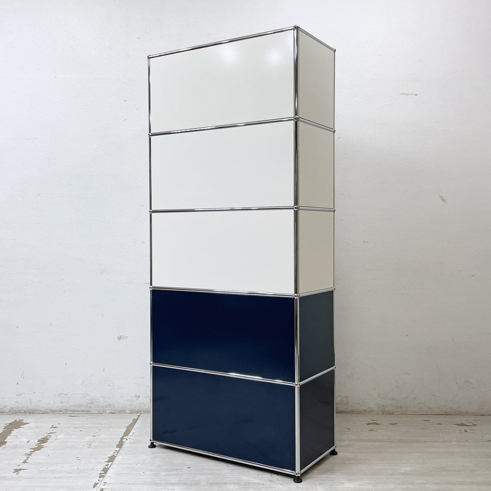 ユーエスエムハラー USMハラー USM Haller モジュラーファニチャー キャビネット シェルフ 1列5段 W77×D37cm ドロップダウンドア×2 エクステンションドア×1 メタルボックスインサート付 ●