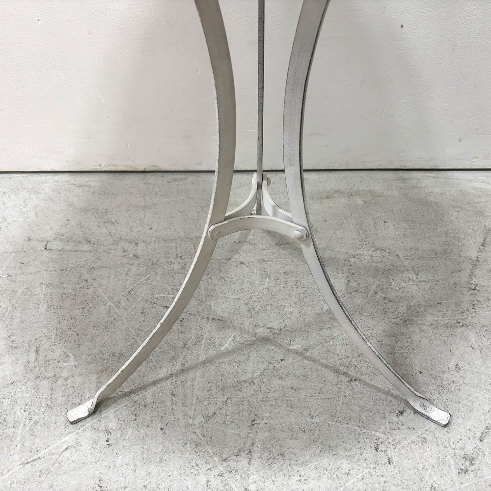 ビンテージ vintage アイアン ガーデンテーブル カフェテーブル Φ52cm フレンチスタイル クラシカルデザイン ホワイトペイント ●